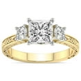 thumbnail image 1 of IGI Certified 5 Carat Princess Shape Lab Grown Diamond Engagement Ring | 14K White Gold | Valencia Three Stone Vintage Diamond Ring | FG-VS1-VS2 Quality Friendly Diamonds, 1 of 7