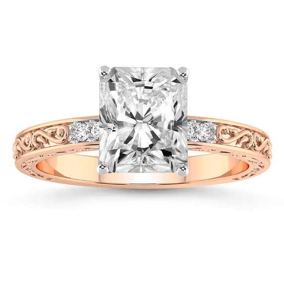 IGI Certified 5 Carat Radiant Shape Lab Grown Diamond Engagement Ring | 14K Rose Gold | Antique Allure Vintage Lab Diamond Ring | FG-VS1-VS2 Quality Friendly Diamonds