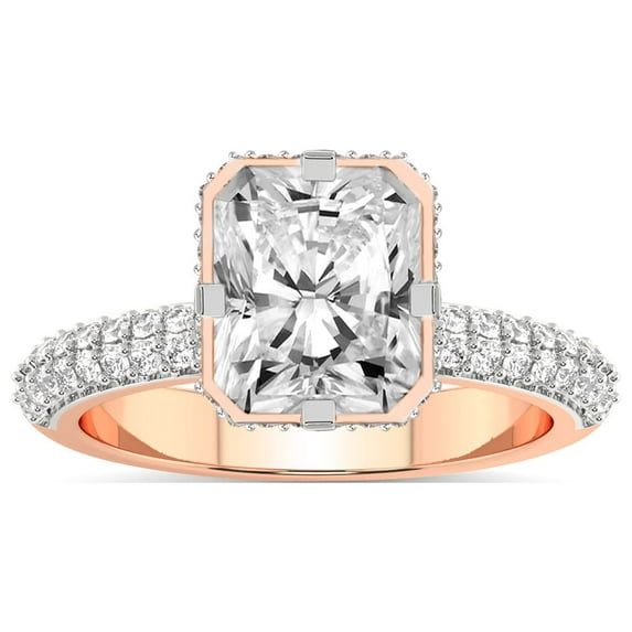 5 Carat IGI Certified Radiant Shape Lab Grown Diamond Engagement Ring | 14K Rose Gold |Eloa Secret Halo Diamond Ring | FG-VS1-VS2 Quality Friendly Diamonds