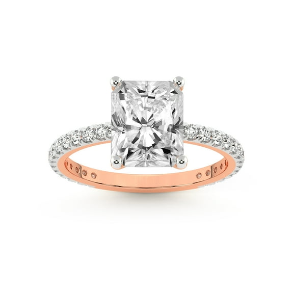 5 Carat IGI Certified Radiant Shape Lab Grown Diamond Engagement Ring | 14K Rose Gold |Emily Eternity Diamond Ring | FG-VS1-VS2 Quality Friendly Diamonds