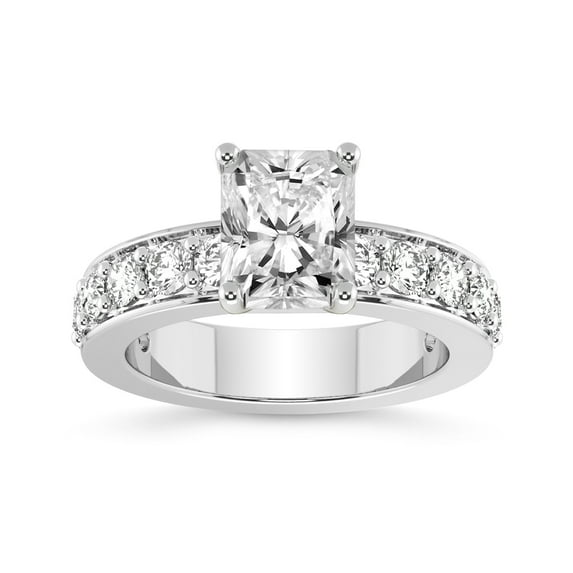 IGI Certified 5 Carat Radiant Shape Lab Grown Diamond Engagement Ring | 14K White Gold | Adele Side Stone Lab Diamond Ring | FG-VS1-VS2 Quality Friendly Diamonds