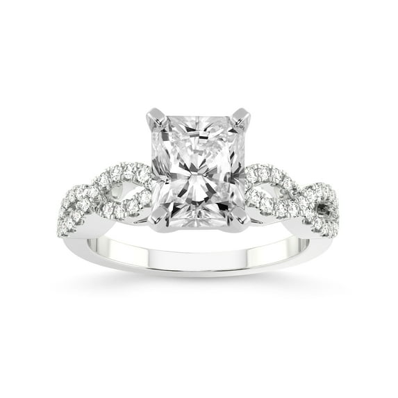 5 Carat IGI Certified Radiant Shape Lab Grown Diamond Engagement Ring | 14K White Gold |Lorene Twisted Shank Diamond Ring | FG-VS1-VS2 Quality Friendly Diamonds
