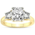 thumbnail image 1 of 5 Carat IGI Certified Radiant Shape Lab Grown Diamond Engagement Ring | 14K Yellow Gold |Dianna Three Stone Side Trapezium Diamond Ring | FG-VS1-VS2 Quality Friendly Diamonds, 1 of 4