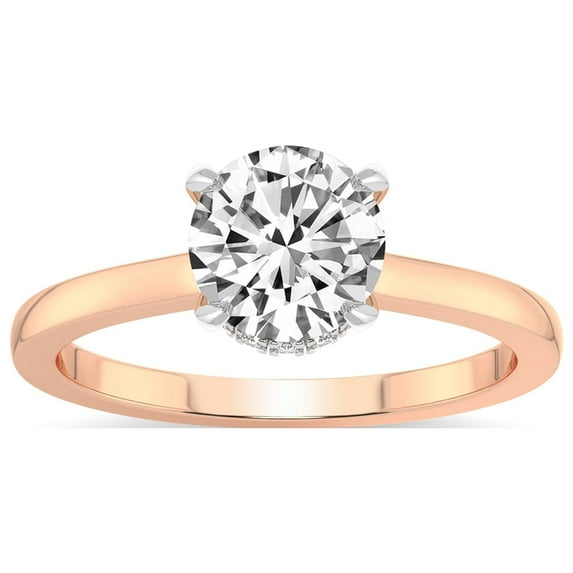 5 Carat IGI Certified Round Shape Lab Grown Diamond Engagement Ring | 14K Rose Gold |Mystic Secret Halo Diamond Ring | FG-VS1-VS2 Quality Friendly Diamonds