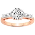 thumbnail image 1 of 5 Carat IGI Certified Round Shape Lab Grown Diamond Engagement Ring | 14K Rose Gold |adison Three Stone Side Baguette Diamond Ring | FG-VS1-VS2 Quality Friendly Diamonds, 1 of 4