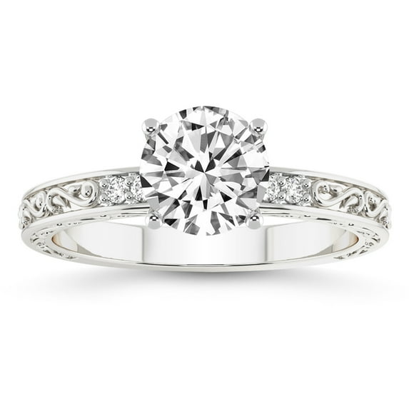 IGI Certified 5 Carat Round Shape Lab Grown Diamond Engagement Ring | 14K White Gold | Antique Allure Vintage Lab Diamond Ring | FG-VS1-VS2 Quality Friendly Diamonds