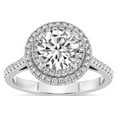 thumbnail image 1 of 5 Carat IGI Certified Round Shape Lab Grown Diamond Engagement Ring | 14K White Gold |Arya Double Halo Diamond Ring | FG-VS1-VS2 Quality Friendly Diamonds, 1 of 5