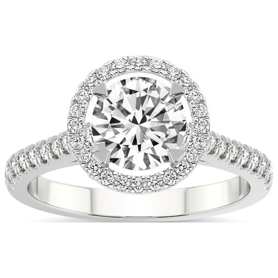 IGI Certified 5 Carat Round Shape Lab Grown Diamond Engagement Ring | 14K White Gold |Glowing Globe Halo Diamond Ring | FG-VS1-VS2 Quality Friendly Diamonds