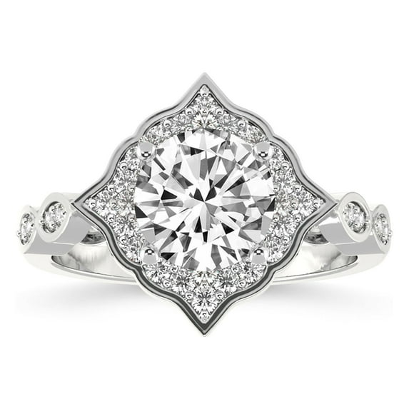 5 Carat IGI Certified Round Shape Lab Grown Diamond Engagement Ring | 14K White Gold | Melody Vintage Halo Diamond Ring | FG-VS1-VS2 Quality Friendly Diamonds