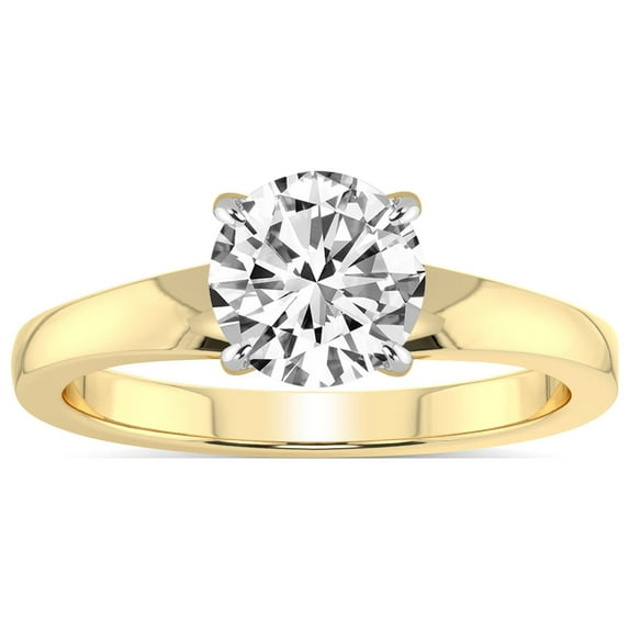5 Carat IGI Certified Round Shape Lab Grown Diamond Engagement Ring | 14K Yellow Gold | Arielle Solitaire Diamond Ring | FG-VS1-VS2 Quality Friendly Diamonds