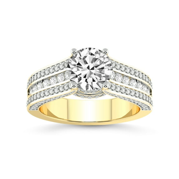 5 Carat IGI Certified Round Shape Lab Grown Diamond Engagement Ring | 14K Yellow Gold |Idris Secret Halo Diamond Ring | FG-VS1-VS2 Quality Friendly Diamonds