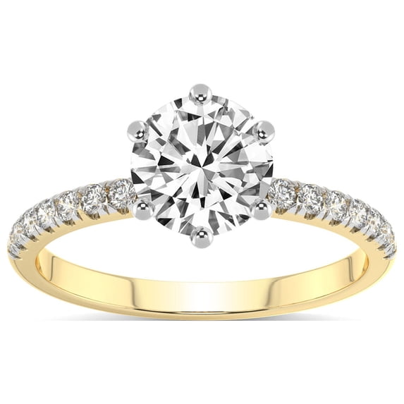 5 Carat IGI Certified Round Shape Lab Grown Diamond Engagement Ring | 14K Yellow Gold |Olivia Secret Halo Diamond Ring | FG-VS1-VS2 Quality Friendly Diamonds