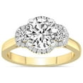 thumbnail image 1 of 5 Carat IGI Certified Round Shape Lab Grown Diamond Engagement Ring | 14K Yellow Gold |Swirl Three Stone Halo Diamond Ring | FG-VS1-VS2 Quality Friendly Diamonds, 1 of 4