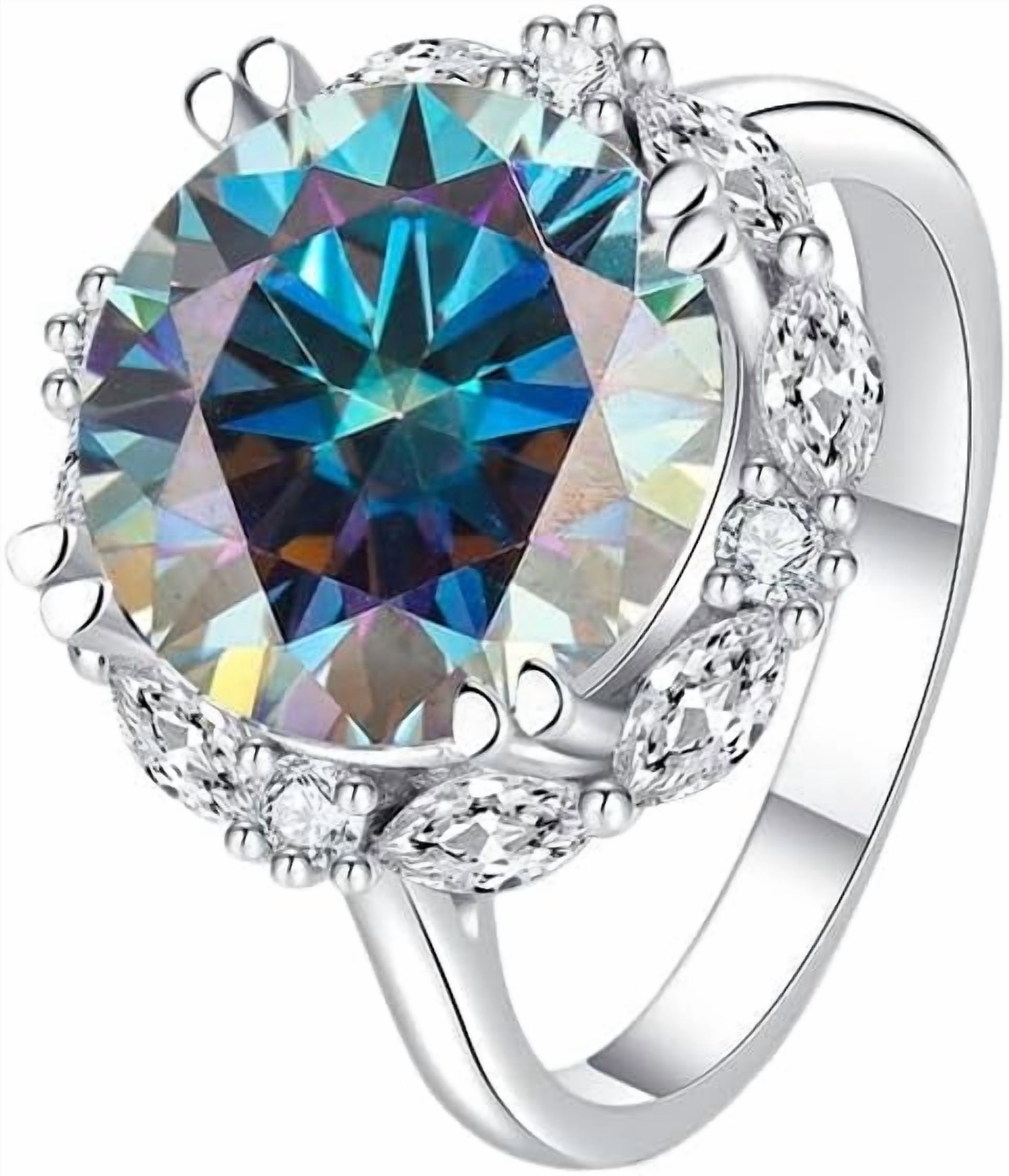 5 Carat Moissanite Engagement Rings for Women Sterling Silver Moissanite Women's Diamond Ring Moissanite Ring for Women Lab Grown Diamond Wedding Rings Women's Promise Rings