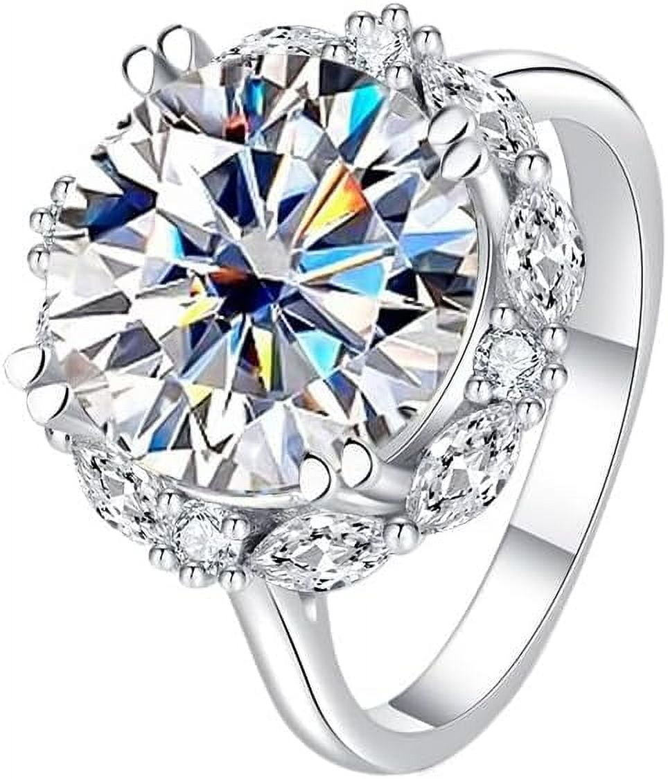 5 Carat Moissanite Engagement Rings for Women Sterling Silver Moissanite Women's Diamond Ring Moissanite Ring for Women Lab Grown Diamond Wedding Rings Women's Promise Rings