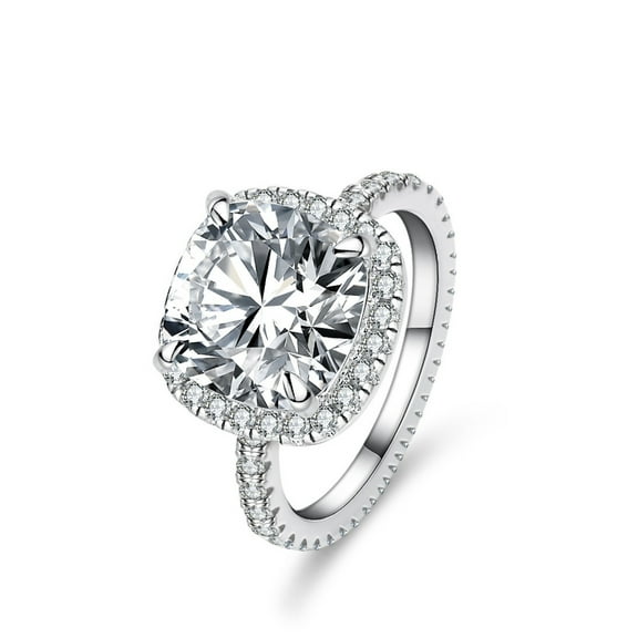 5 Carat Moissanite Ring Cushion Cut Engagement Ring for Women D Color VVS1 Clarity Big Diamond Ring S925 Sterling Silver Promise Rings for Her Wife Mom