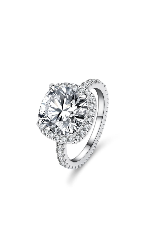 5 Carat Moissanite Ring Cushion Cut Engagement Ring for Women D Color VVS1 Clarity Big Diamond Ring S925 Sterling Silver Promise Rings for Her Wife Mom