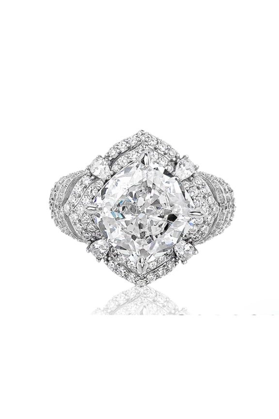 5 Carat Moissanite Rings for Women 925 Sterling Silver Cushion Cut Engagement Ring D Color VVS1 Clarity Big Diamond Ring Size 5-9