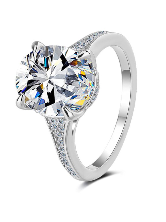 5 Carat Moissanite Rings for Women D Color VVS1 Clarity Oval Diamond Ring 925 Sterling Silver Wedding Engagement Ring Size 5-9
