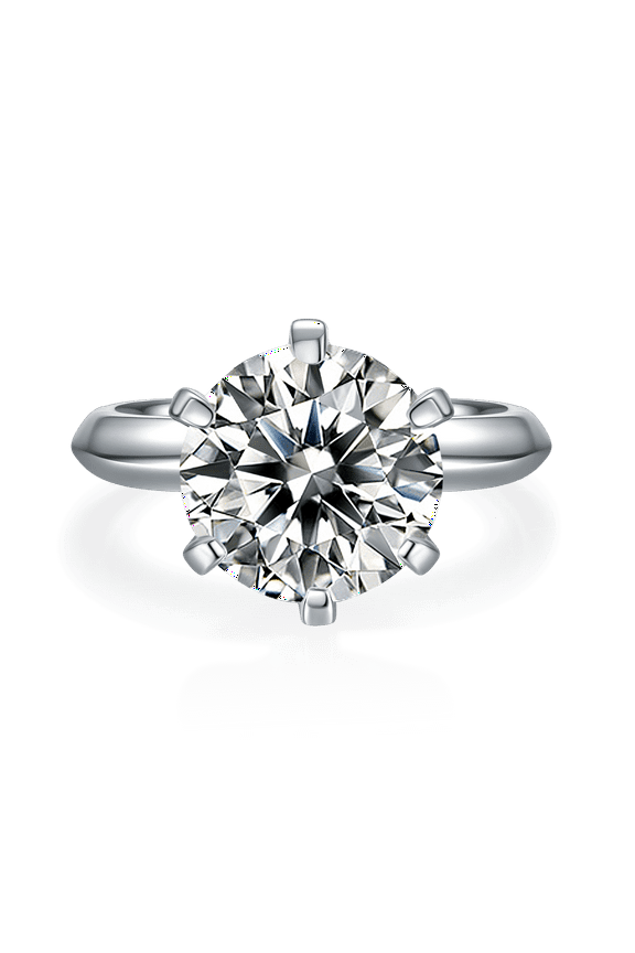 5 Carat Moissanite Solitaire Engagement Ring in Platinum Plated Silver (Certified, 11 MM) SIZE 4.5