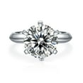 thumbnail image 1 of 5 Carat Moissanite Solitaire Engagement Ring in Platinum Plated Silver (Certified, 11 MM) SIZE 6.5, 1 of 2