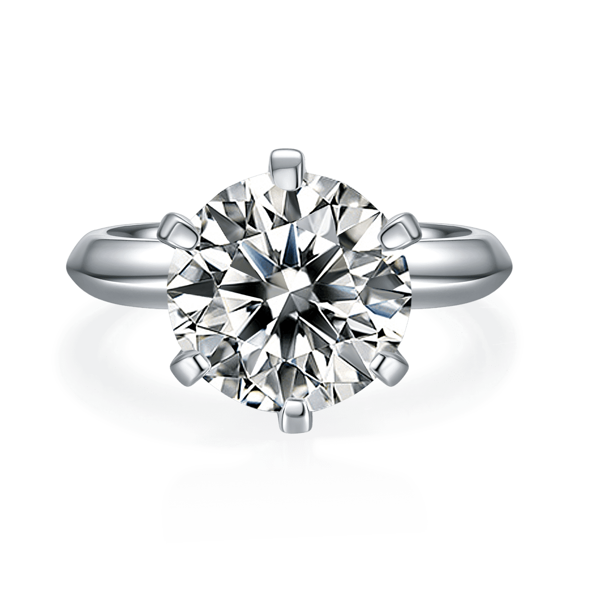 TWOBIRCH 5 Carat Moissanite Solitaire Engagement Ring in Platinum Plated Silver (Certified, 11 MM) SIZE 7.75