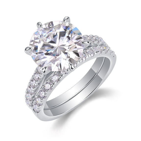 5 Carat Moissanite Wedding Ring Set D Color VVS1 Clarity Women's Bridal Ring Set 925 Sterling Silver Moissanite Engagement Ring for Women Size 5-9
