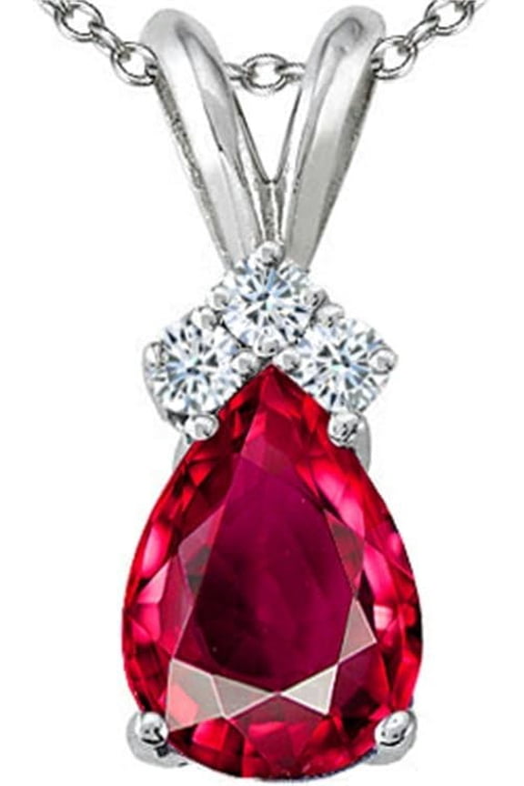 5 Carat Natural 925 Sterling Silver Pear Shape Red Ruby Gemstone Pendant for Women, Elegant Teardrop Birthstone Jewelry