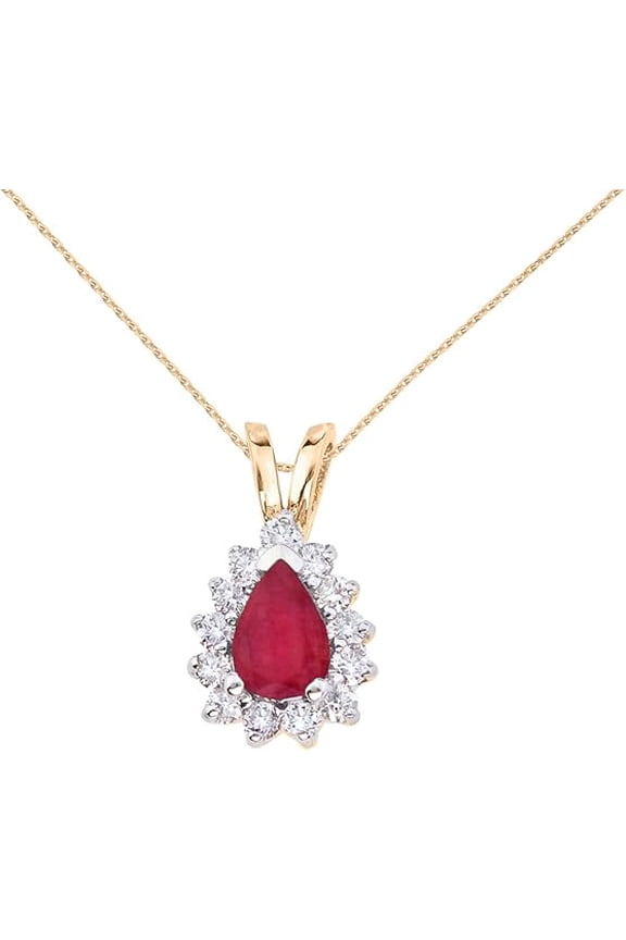 5 Carat Natural 925 Sterling Silver Pear Shape Red Ruby Gemstone Pendant for Women, Elegant Teardrop Birthstone Jewelry