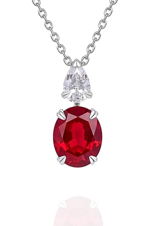 5 Carat Natural Certifed 925 Sterling Silver Red Ruby Gemstone Pendant Woman Gift