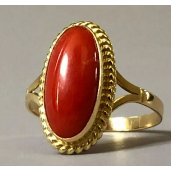 5 Carat Natural Certified Red Coral / Munga Moonga Panchdhatu Rashi Ratan Astrological Purpose Ring For Men 's ring April Birthstone Gift Ring