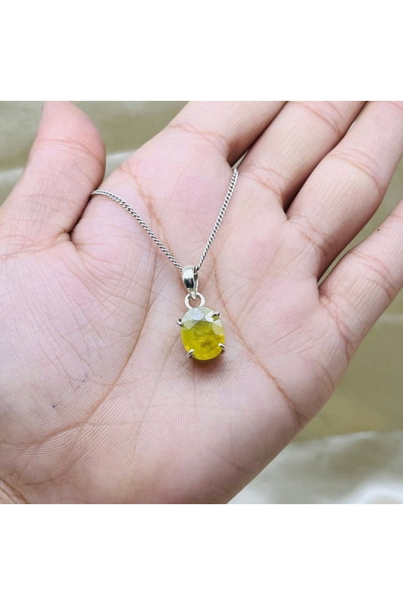 5 Carat Oval Shape Yellow Sapphire 925 Sterling Silver Statement Pendant