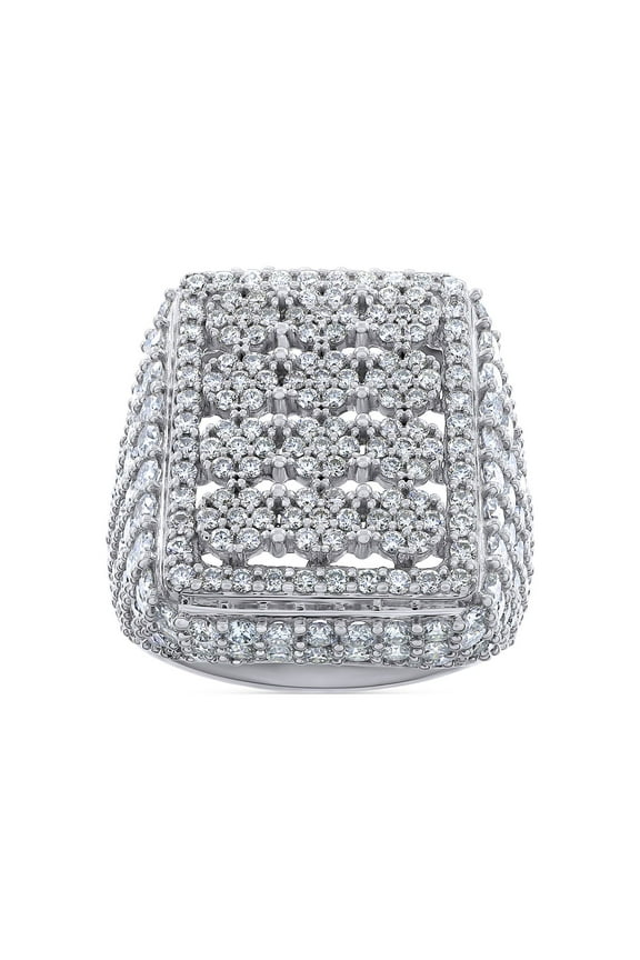 5 Carat Round Cut Lab Created Moissanite Diamond Men's Dome Cluster Anniversary Wedding Band Ring In 14K White Gold Over Sterling Silver Jewelry Gift For Men (VVS1 Clarity, 5.00 Cttw)-8