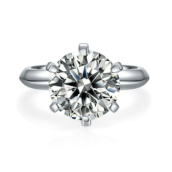 5 Carat Round Cut Moissanite Solitaire Ring Knife Edge Band Ring In 925 Sterling Silver