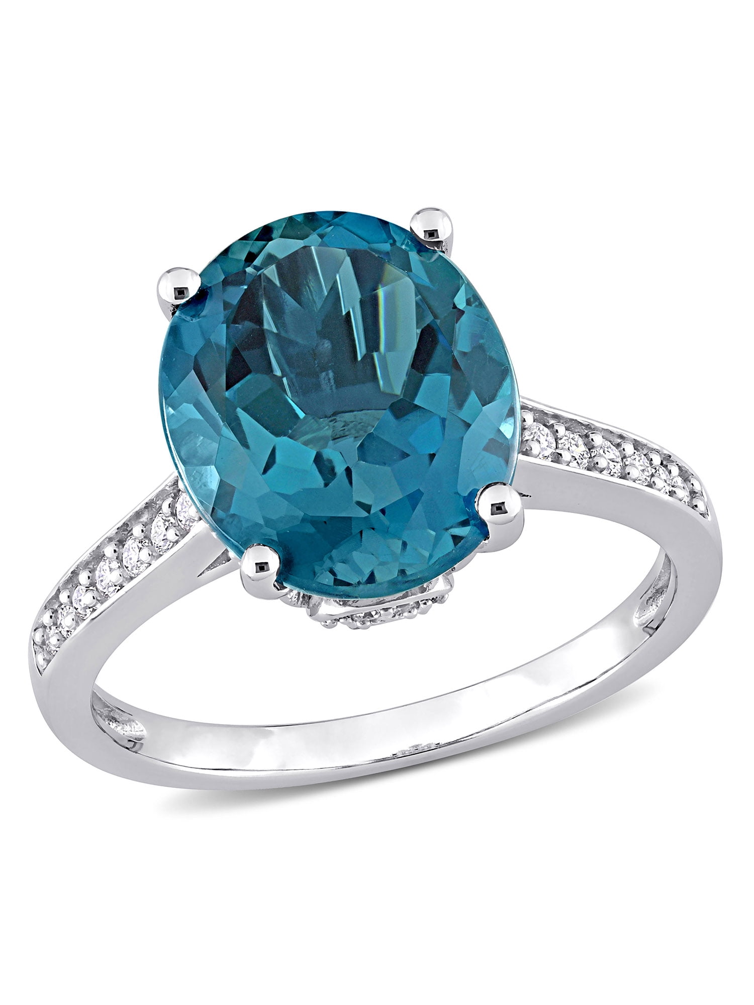 Blue topaz and diamond 14kt white gold ring store