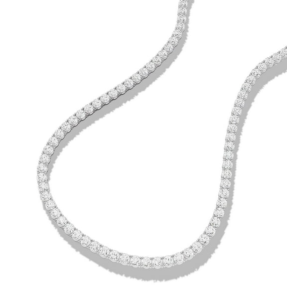 5 Carat TW Lab Grown Diamond Straight Line 4 Prong Tennis Necklace in 14K White Gold - 16 Inches