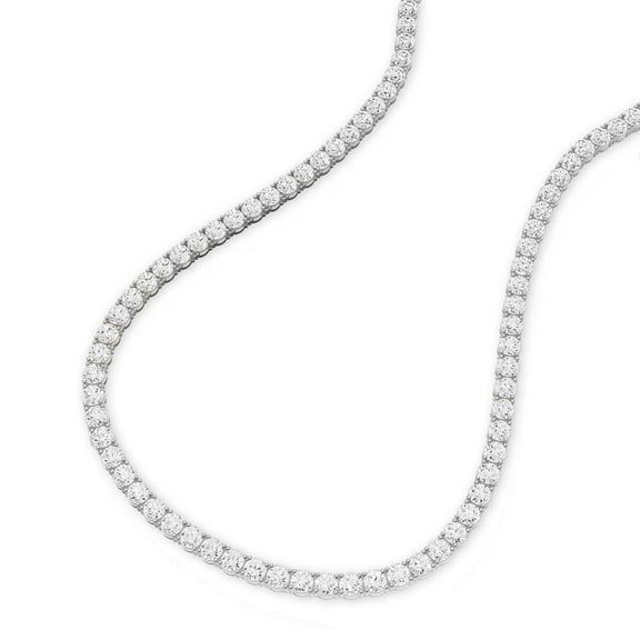 5 Carat TW Lab Grown Diamond Straight Line 4 Prong Tennis Necklace in 14K White Gold - 18 Inches