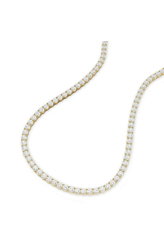 5 Carat TW Lab Grown Diamond Straight Line 4 Prong Tennis Necklace in 14K Yellow Gold - 18 Inches