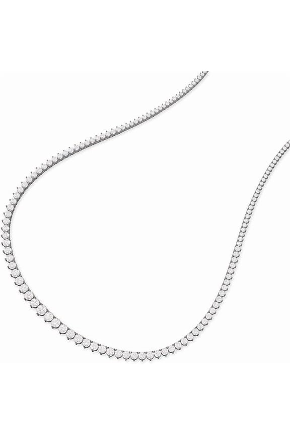 5 Carat TW Round Lab Grown Diamond Graduated 3 Prong Tennis Necklace in 14K White Gold - 18 Inch