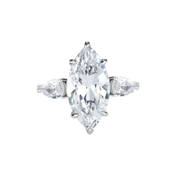 5 Carat White Moissanite Ring for Women D Color VVS1 925 Sterling Silver Marquise Cut Moissanite Rings Simulated Diamond Ring Lab Created Diamond Promise Ring