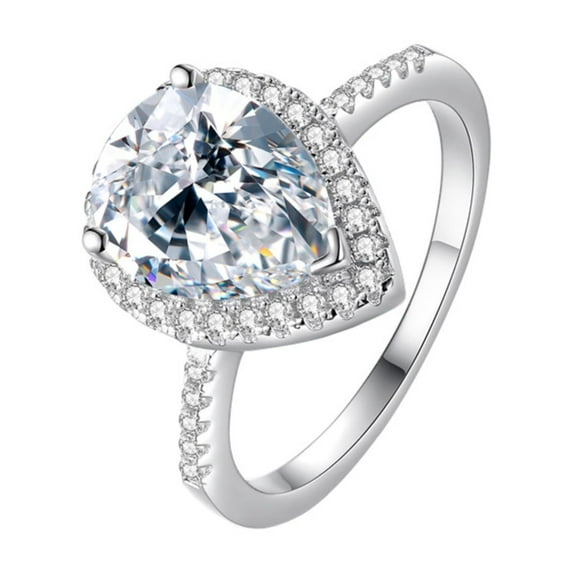 5 Carat Women Moissanite Rings Teardrop D Color VVS1 Lab Created Big Diamond Ring 925 Sterling Silver Pear Shaped Engagement Ring for Women Size 5-9