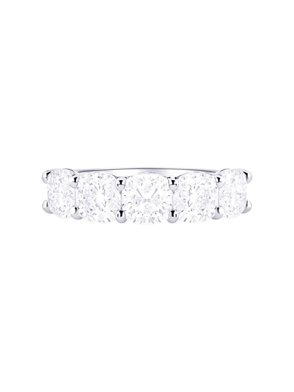 5 Carat (ctw) Platinum Cushion LAB GROWN Diamond Ladies Ladies 5 Five Stone Wedding Anniversary Stackable Ring Band Luxury Collection (D-E Color VS1-VS2 Clarity)