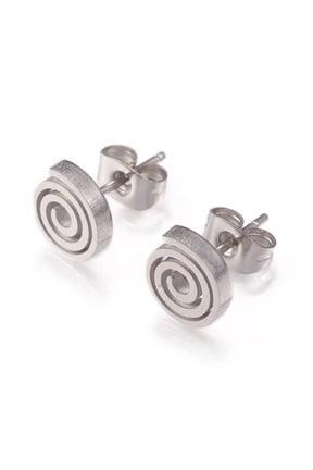 5 Card Tarnish Resistant 304 Stainless Steel Stud Earrings with Ear Nuts Vortex Stainless Steel Color 8~8.5x1.5mm Pin: 0.8mm 12pairs/card