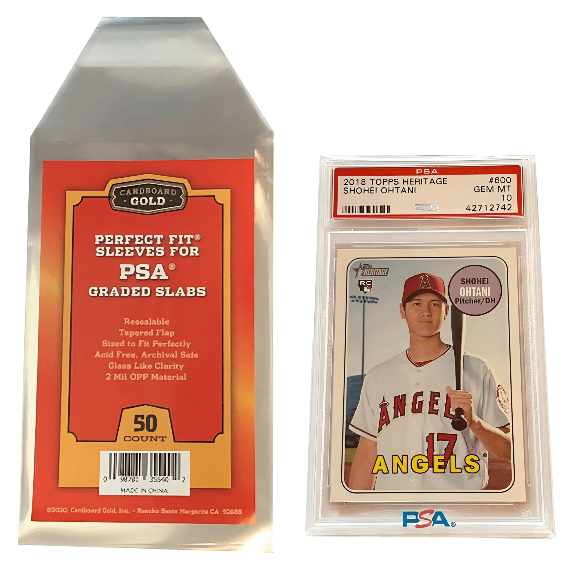 (5) Cardboard Gold PSA Graded Card Sleeves Perfect Fit Resealable PSA