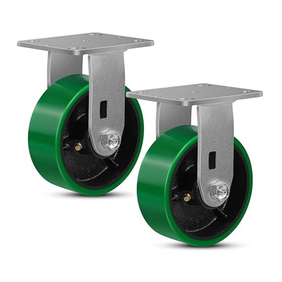 5" Caster Wheels Heavy Duty, Industrial Caster Wheels, Polyurethane on Steel Wheel, Top Plate Fixed Casters(2 Pack Rigid)