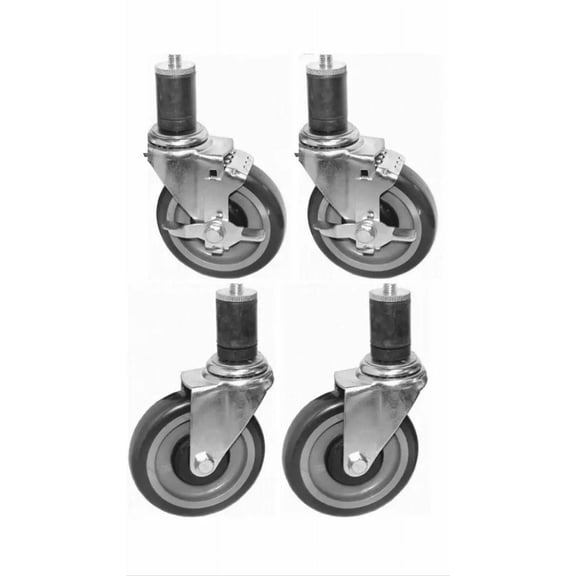 5" Caster Wheels Set of 4 for Work Table with 2 Locking Brakes