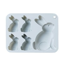 5 Cavity Easter Rabbit Silicone Mold For Festival Cake Baking Ice Making Diy Auxiliary Food Preparation High Temperature Resistant Easy Release And Clean Reusable Baking Tool