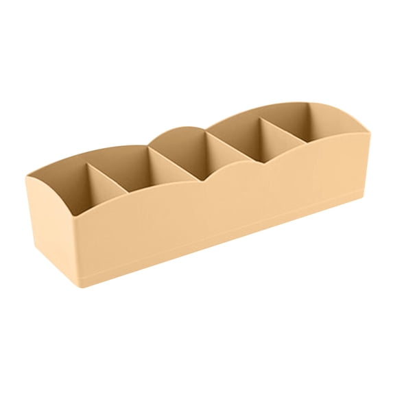 5 Cell Drawer Organizer, Stackable Storage Box Divider for Underwear, Socks, Bra, Tie, Cosmetic & Small Household Items(Khaki,Regular)