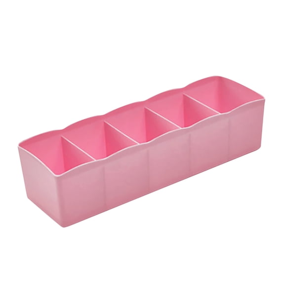 5 Cell Drawer Organizer, Stackable Storage Box Divider for Underwear, Socks, Bra, Tie, Cosmetic & Small Household Items(Pink,Regular)
