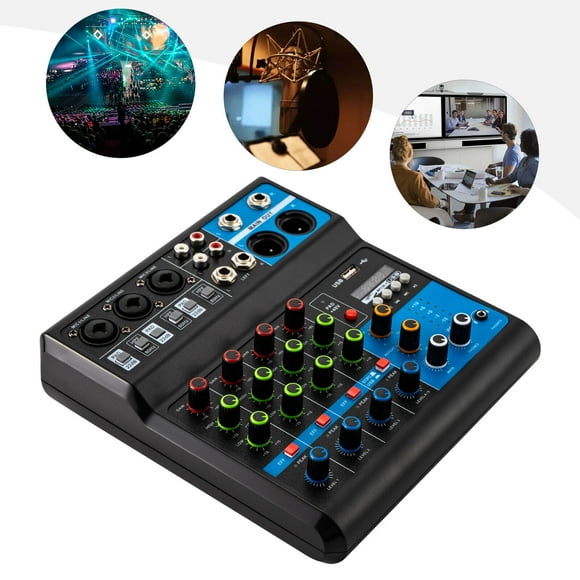 5 Channel Bluetooth Compatible Professional Portable Digital Dj Console w/USB Bluetooth Mixer Audio Interface-Mixing Boards for Studio Recording, 48V Phantom Power